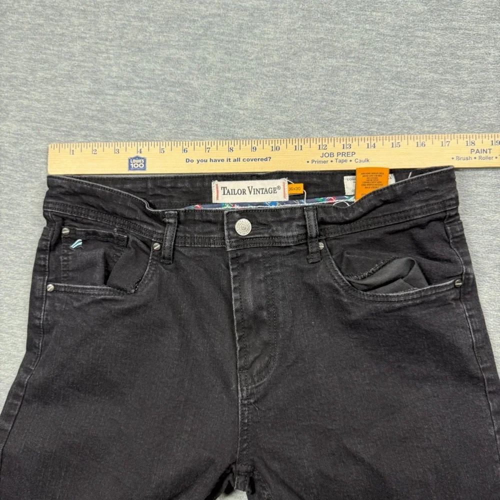Tailor Vintage Pants Men 36x30 Black Bristol Skinny Fit Comfort Stretch Trousers